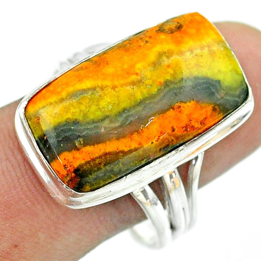 16.70cts solitaire bumble bee australian jasper 925 silver ring size 11 t54211