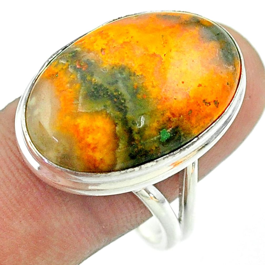 18.46cts solitaire bumble bee australian jasper 925 silver ring size 11 t54220