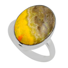 15.80cts solitaire bumble bee australian jasper 925 silver ring size 11 y88465