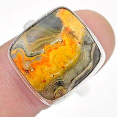 13.87cts solitaire bumble bee australian jasper 925 silver ring size 9 u47484
