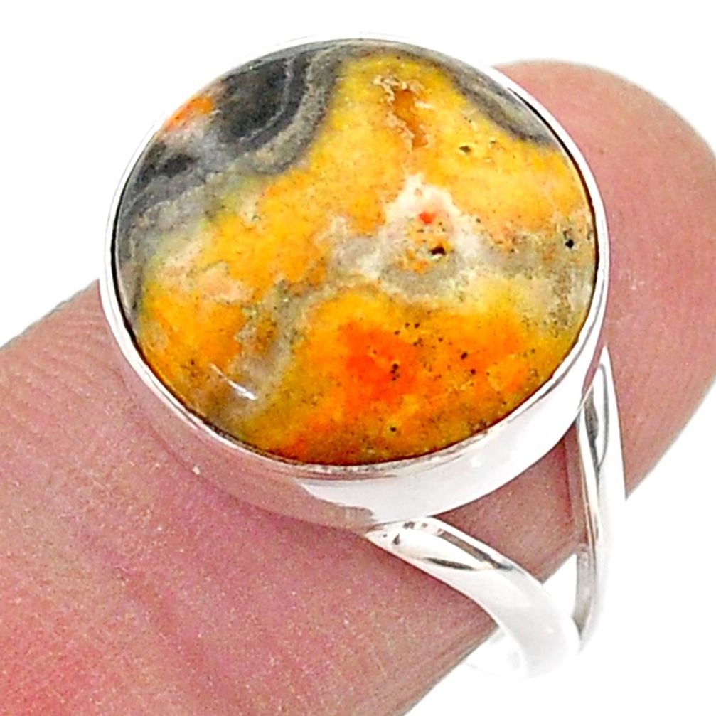 11.20cts solitaire bumble bee australian jasper 925 silver ring size 7.5 t62982