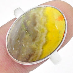 16.24cts solitaire bumble bee australian jasper 925 silver ring size 10.5 u47489