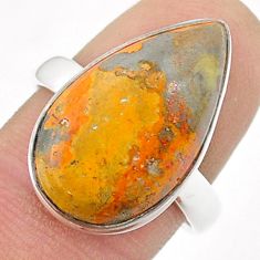 12.81cts solitaire bumble bee australian jasper 925 silver ring size 8.5 u47491