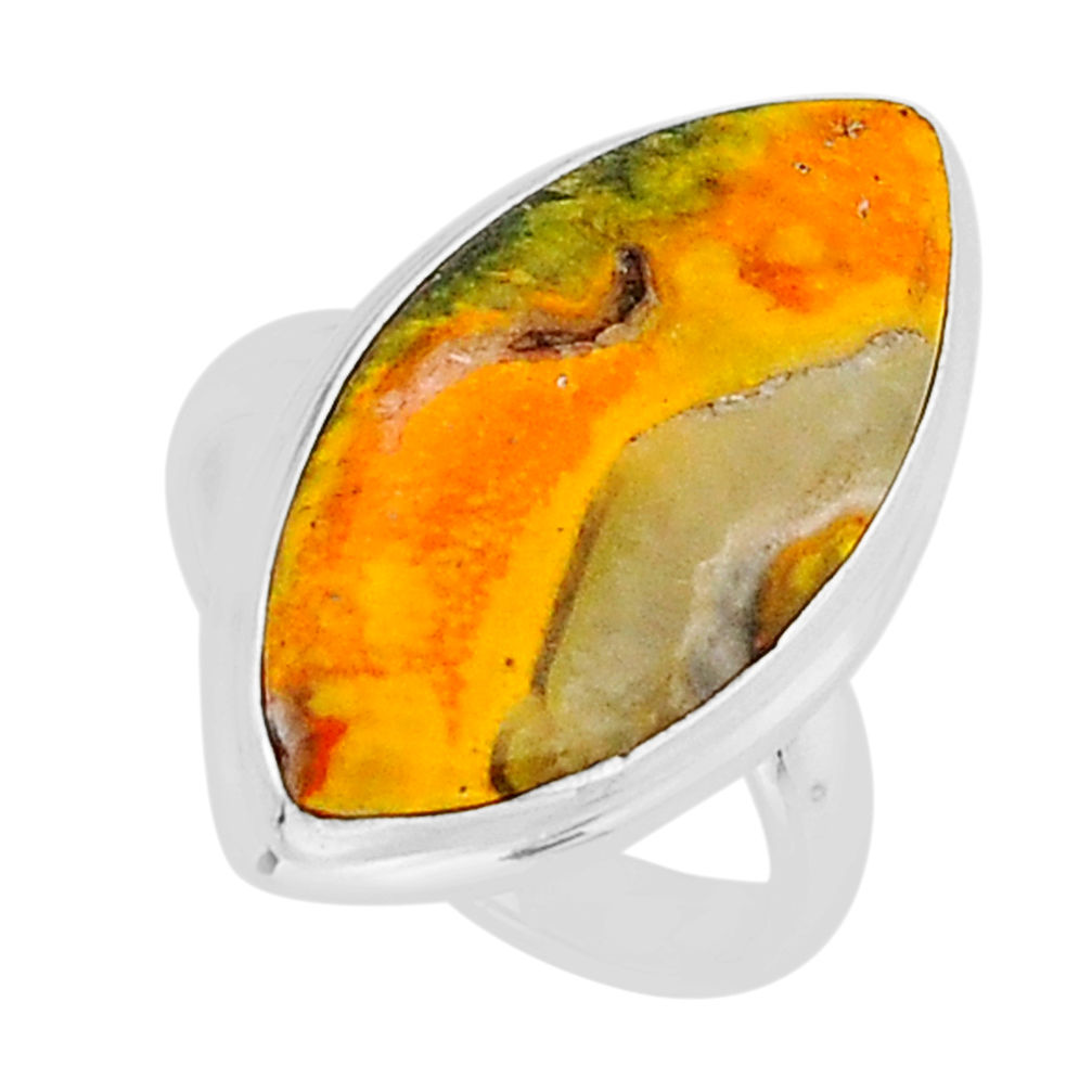 13.24cts solitaire bumble bee australian jasper 925 silver ring size 7.5 y68521