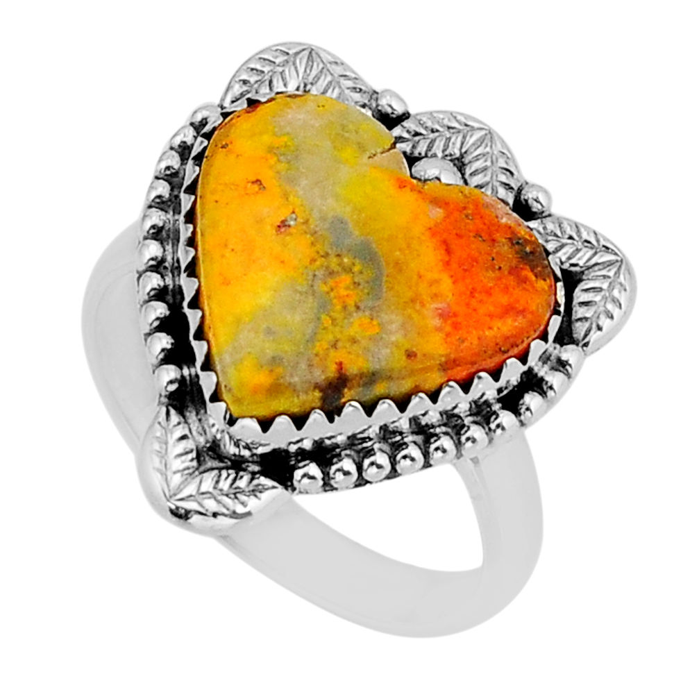 11.13cts solitaire bumble bee australian jasper 925 silver ring size 8.5 y73044
