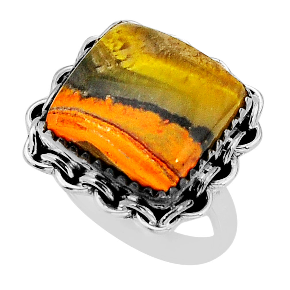 13.34cts solitaire bumble bee australian jasper 925 silver ring size 7.5 y76907