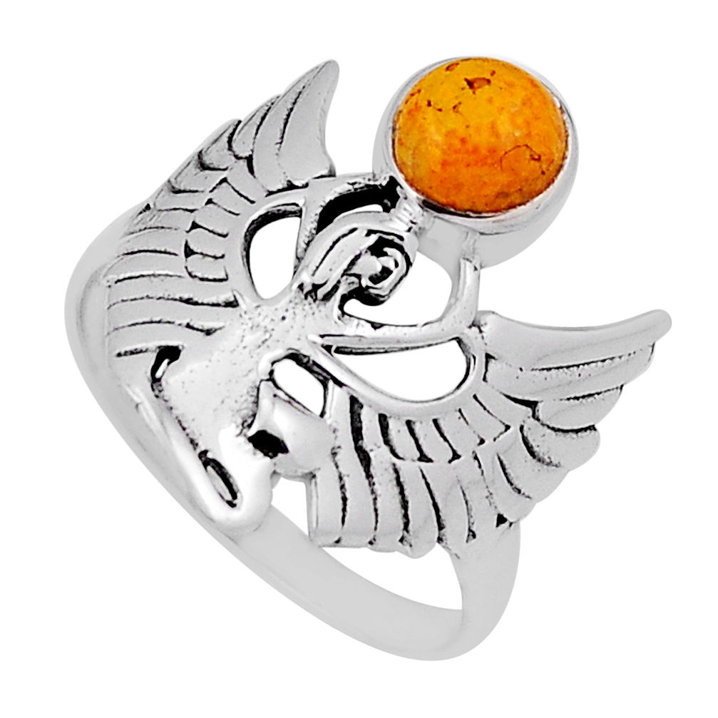 1.01cts solitaire bumble bee australian jasper angel silver ring size 8 n33782
