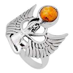 1.01cts solitaire bumble bee australian jasper angel silver ring size 8 n33783