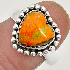 5.14cts solitaire bumble bee australian jasper heart silver ring size 8 u81939