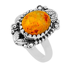5.13cts solitaire bumble bee australian jasper oval silver ring size 6.5 n30584