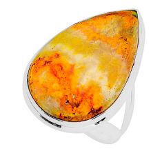 19.00cts solitaire bumble bee australian jasper pear silver ring size 7.5 y22523