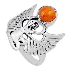 1.01cts solitaire bumble bee australian jasper silver angel ring size 7 n33799