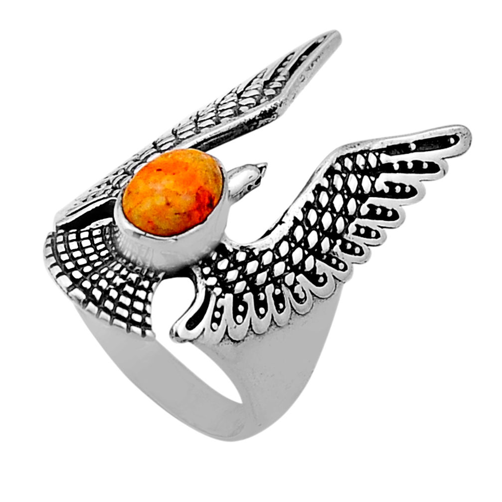 1.60cts solitaire bumble bee australian jasper silver eagle ring size 6 n49757