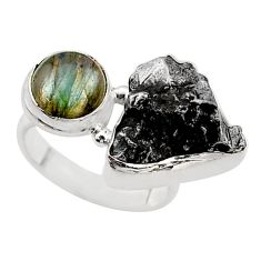 24.05cts solitaire campo del cielo (meteorite) 925 silver ring size 7.5 t63566