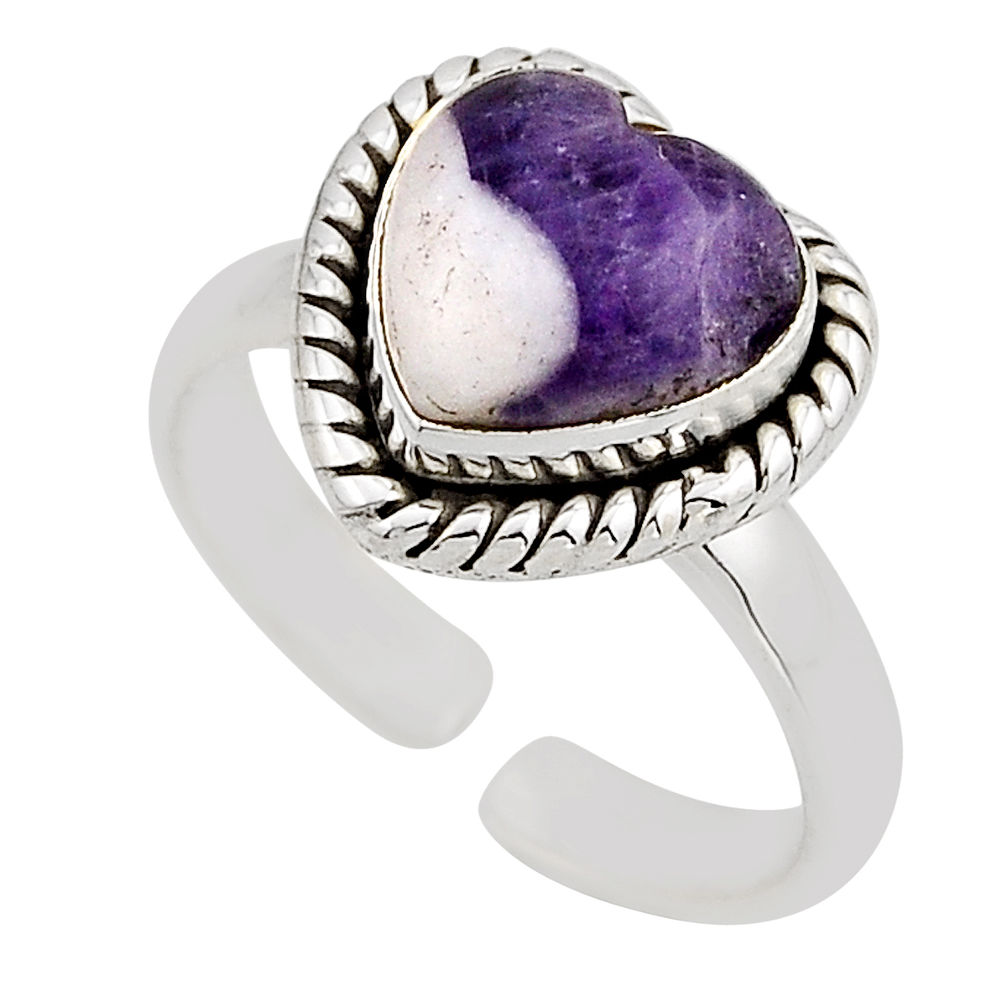 5.55cts solitaire chevron amethyst 925 silver adjustable ring size 8.5 y94644