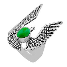 1.37cts solitaire copper turquoise 925 silver eagle wing ring size 7.5 n50850