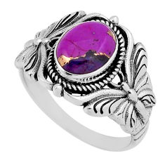 4.38cts solitaire copper turquoise oval silver butterfly ring size 9.5 n38818