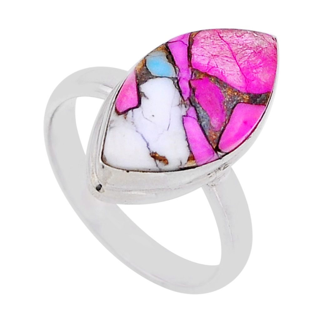 9.54cts solitaire cotton candy turquoise marquise silver ring size 8.5 n54400