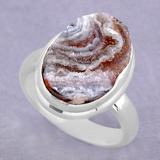 9.95cts solitaire desert druzy (chalcedony rose) 925 silver ring size 8 y88056