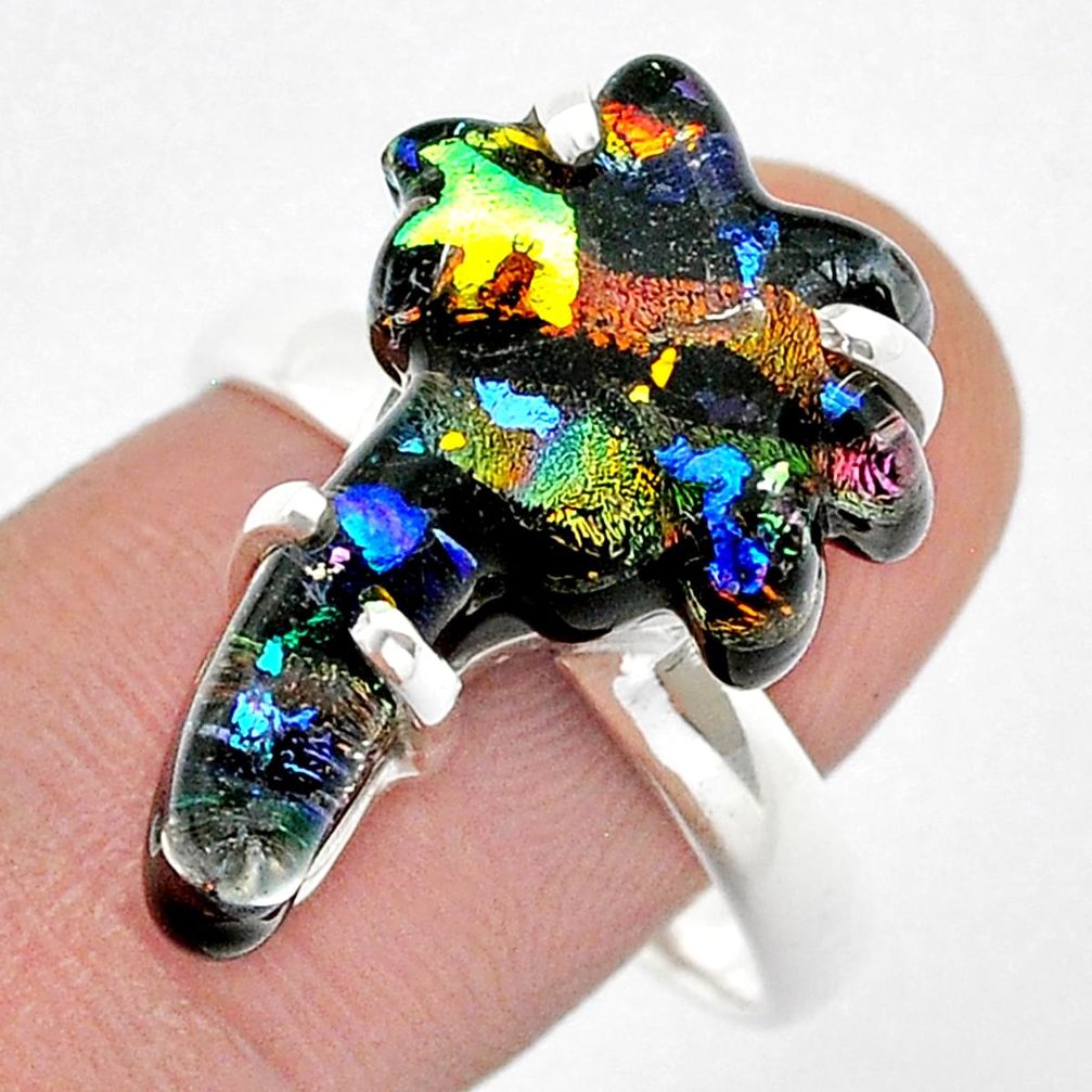 12.52cts solitaire dichroic glass 925 silver palm tree ring size 10 u57708