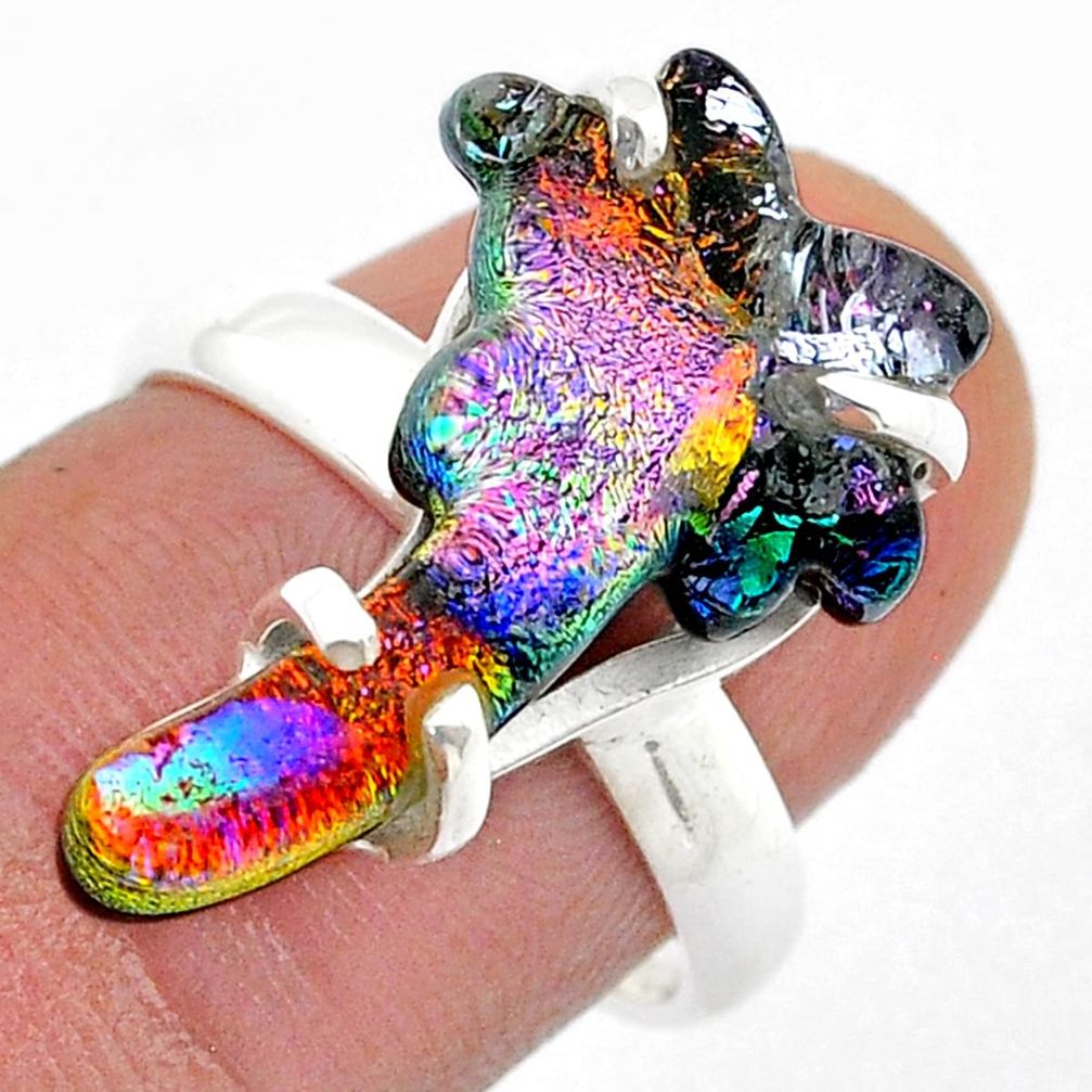 10.06cts solitaire dichroic glass 925 silver palm tree ring size 8 u57701