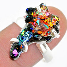 11.46cts solitaire dichroic glass fancy 925 silver palm tree ring size 9 u57702