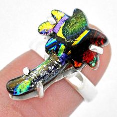 Clearance Sale- 10.25cts solitaire dichroic glass palm tree 925 silver ring size 5.5 u57734