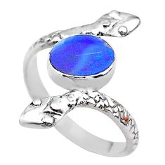 1.63cts solitaire doublet opal australian 925 silver snake ring size 8.5 t31987