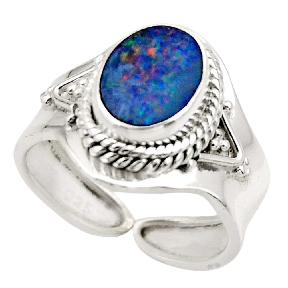 2.41cts solitaire doublet opal australian silver adjustable ring size 7.5 r49688