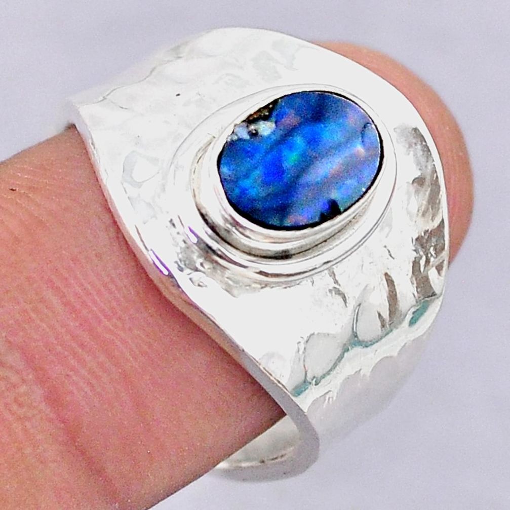 1.82cts solitaire doublet opal australian silver adjustable ring size 7 t32090