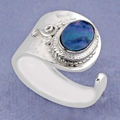 1.51cts solitaire doublet opal australian silver adjustable ring size 4.5 y46379
