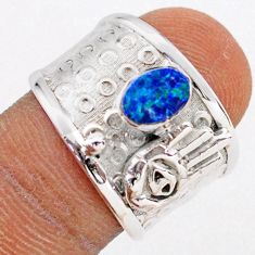 Solitaire doublet opal australian silver hand of god hamsa ring size 8 t77100