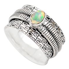 1.04cts solitaire ethiopian opal 925 silver spinner band ring size 8 t67717