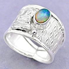 1.51cts solitaire ethiopian opal silver buddha meditation ring size 7.5 t32351