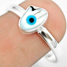 1.43cts solitaire evil eye talismans silver hand of god hamsa ring size 9 u26305