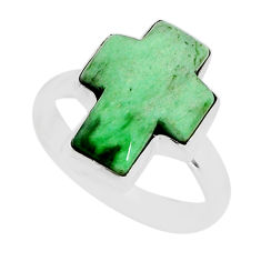 7.70cts solitaire fine green turquoise 925 silver cross ring size 8.5 y77629