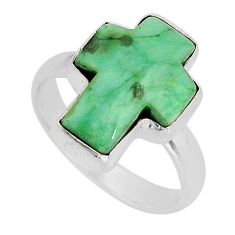 7.92cts solitaire fine green turquoise 925 silver holy cross ring size 8 y77651