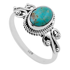 2.27cts solitaire fine green turquoise 925 sterling silver ring size 6.5 n47709