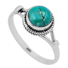 2.24cts solitaire fine green turquoise 925 sterling silver ring size 7.5 n47742