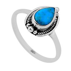 2.14cts solitaire fine green turquoise 925 sterling silver ring size 7.5 n47785