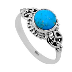 2.40cts solitaire fine green turquoise 925 sterling silver ring size 6.5 n47873