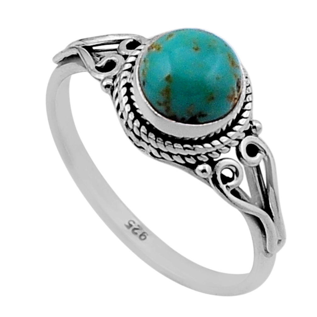 2.41cts solitaire fine green turquoise 925 sterling silver ring size 8.5 n47890