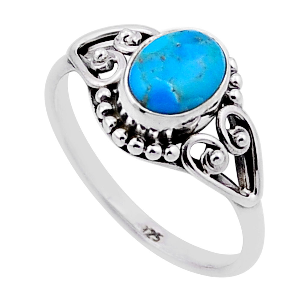 2.12cts solitaire fine green turquoise 925 sterling silver ring size 7 n47842