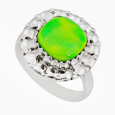3.27cts solitaire fine volcano aurora opal cushion silver ring size 7.5 y76224