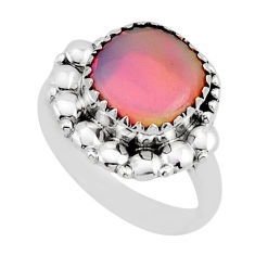 2.56cts solitaire fine volcano aurora opal cushion silver ring size 7.5 y81871