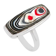 5.75cts solitaire fordite detroit agate 925 sterling silver ring size 9.5 y92572