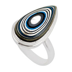 8.03cts solitaire fordite detroit agate pear sterling silver ring size 9 y92580