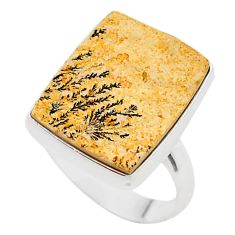 12.10cts solitaire germany psilomelane dendrite 925 silver ring size 8.5 t59128