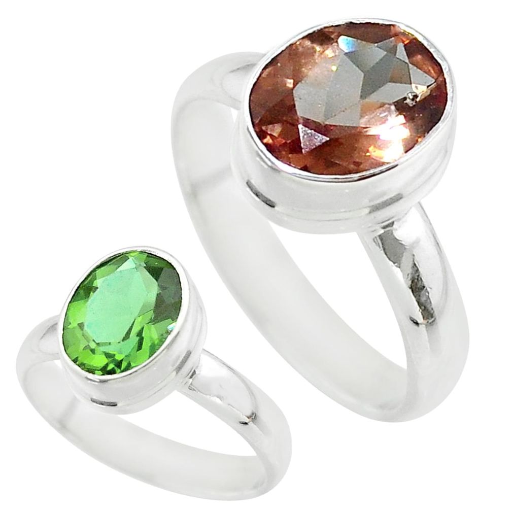 4.30cts solitaire green alexandrite (lab) 925 sterling silver ring size 8 t57005
