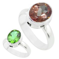 4.24cts solitaire green alexandrite (lab) oval 925 silver ring size 6.5 t56973